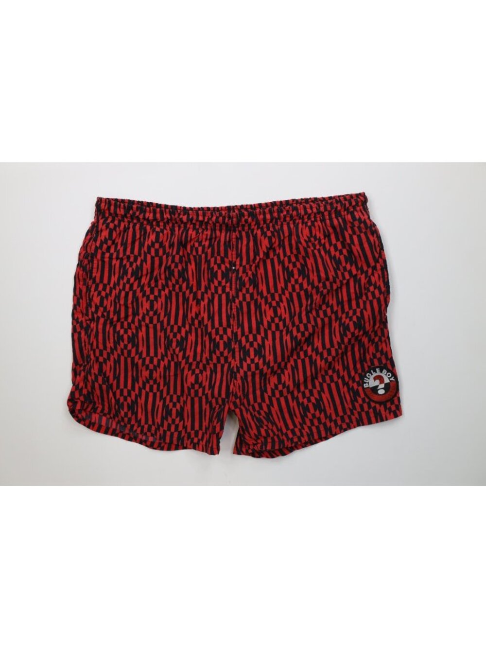 Vintage 90s Bugle Boy Mens XL Trippy Circle Striped Lined Above Knee Shorts Surf